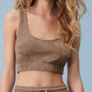 Zara Light Brown Terry Cloth Crop Top